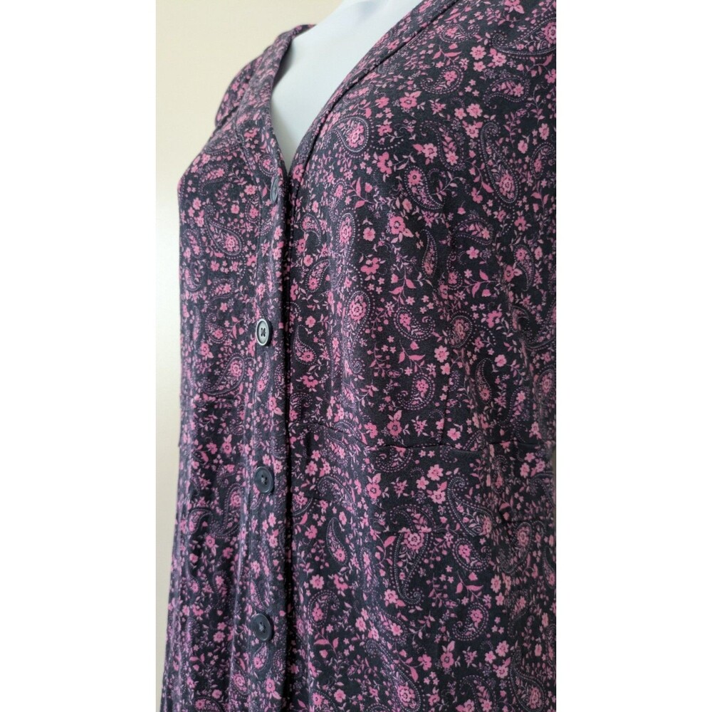 J Jill Floral Paisley Midi Dress XLP Tie Back Button Front Stretch Pockets - Picture 3 of 10